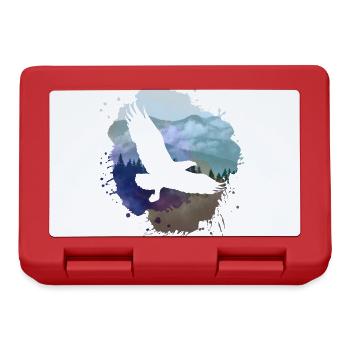 eagle,painting,grey,flies,bird,mountains,landscape - Lunchbox - red - Front