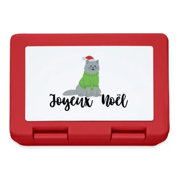 Pull et tee-shirt « Joyeux Noël » avec chat - Boîte à goûter - rouge - Devant