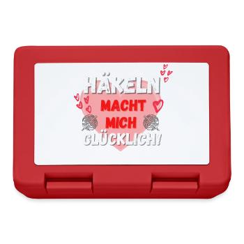 Häkeln macht mich glücklich! rosa Herz rot Herzen - Brotdose - Rot - Vorne
