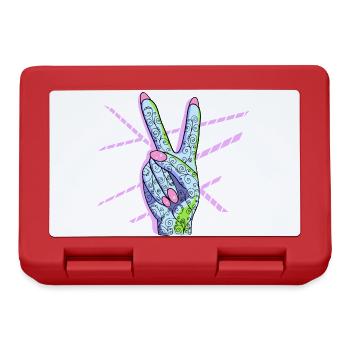 Peace Zeichen Victory Symbol Frau - Brotdose - Rot - Vorne