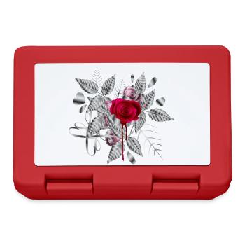 silver Valentine's Day arrangement with roses - Lunchbox - red - Front
