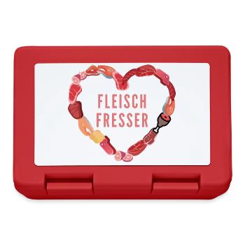 Fleisch Fresser Design Meat Fisch Wurst Herz - Brotdose - Rot - Vorne