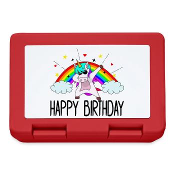 Happy Birthday Unicorn Rainbow Birthday Cloud - Lunchbox - red - Front