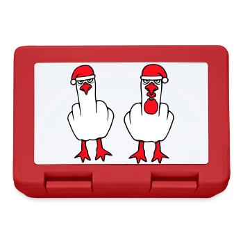 2 Seagulls Middle Finger Insult Christmas Team - Lunchbox - red - Front