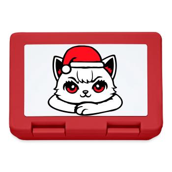 Chat Confiant Père Noël Chapeau Chaton Mignon - Boîte à goûter - rouge - Devant