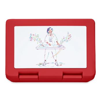 DJ Femme jouant de la musique, mixeur d’instruments, dessin d’instrument - Boîte à goûter - rouge - Devant