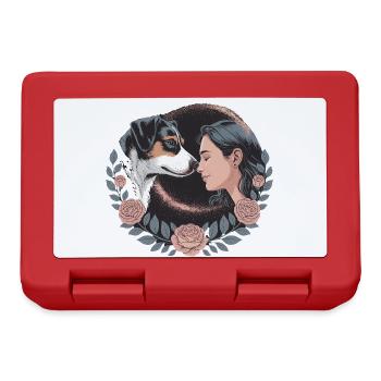  Frau Und Hund Nase An Nase Mit Rosenkranz - Brotdose - Rot - Vorne