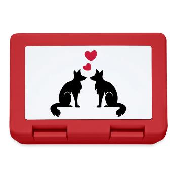 Fox wolf Dog - Fuchs Wolf Hund - verliebt - love - Brotdose - Rot - Vorne