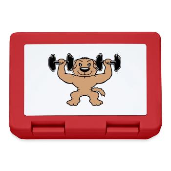 Hund Bodybuilder Stark Muskeln Gym Gewichtheben - Brotdose - Rot - Vorne