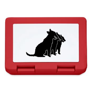 3 Dogs Sitting Team Crew Three Friends Silhouette - Lunchbox - red - Front