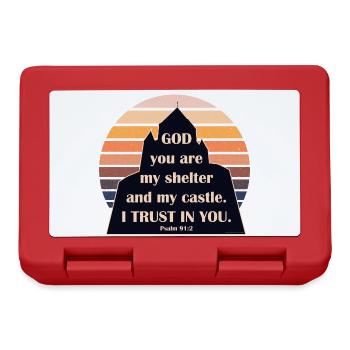 Psalm 91,2 Vertraue Gott Schutz und Burg Sunset - Brotdose - Rot - Vorne