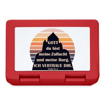 Psalm 91,2 Vertraue Gott Schutz und Burg Sunset - Brotdose - Rot - Vorne
