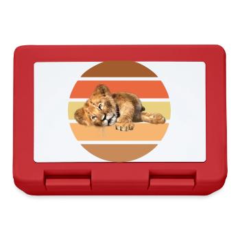 Lion lying, Vintage - Lunchbox - red - Front