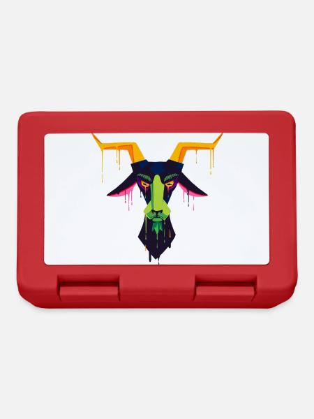 A Beautiful and Funny Faun Goat Design - Lunchbox - red