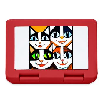Visage de chat géométrique drôle avec de grands yeux - Boîte à goûter - rouge - Devant