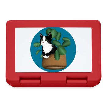 Freche Katze im Blumentopf Blumen Katzenliebhaber - Brotdose - Rot - Vorne