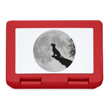Vollmond Klippe Hund Welpe Puppy Werwolf heulen - Brotdose - Rot - Vorne