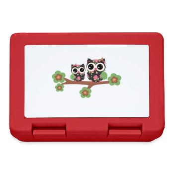 Eule Vintage Rosen - Brotdose - Rot - Vorne
