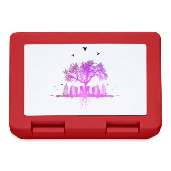 violet city / nature city tree wood birds - Lunchbox - red - Front