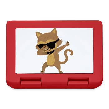 Un chat drôle avec des lunettes de soleil pose - Boîte à goûter - rouge - Devant