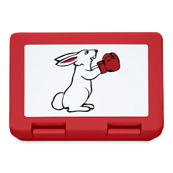 Boxender Hase Boxhandschuhe Geschenk Boxen - Brotdose - Rot - Vorne