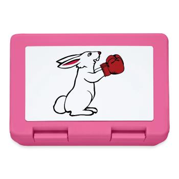 Boxender Hase Boxhandschuhe Geschenk Boxen - Brotdose - Pink - Vorne