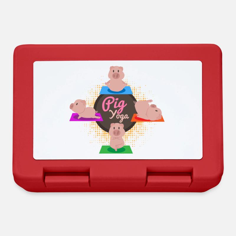 Pig Yoga Funny - Gift Idea - Lunchbox - red
