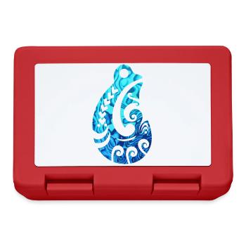 Maori Fischhaken Hei Matau Tribal Tattoo Paua - Brotdose - Rot - Vorne