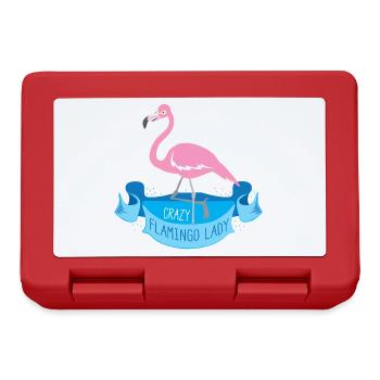 Verrückte Flamingodame auf einer blauen Fahne - Brotdose - Rot - Vorne
