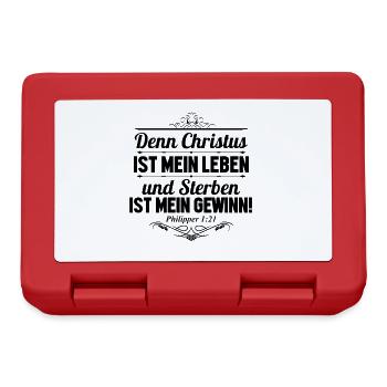 Christus mein Leben. Sterben mein Gewinn. - Brotdose - Rot - Vorne