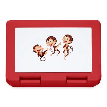 Trois singes. Trois singes. - Boîte à goûter - rouge - Devant