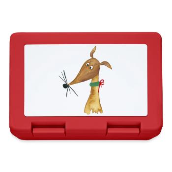 Windhund fawn - Brotdose - Rot - Vorne