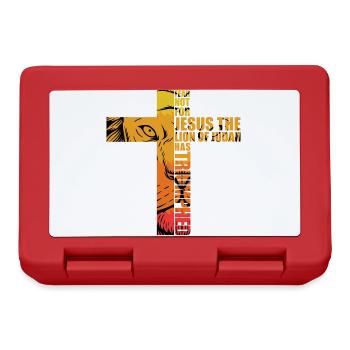 Lion Judah Jesus Cross Christ Faith Church Shirt - Lunchbox - red - Front