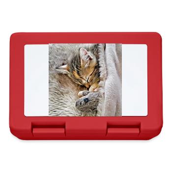 Kitten sleeping with favorite toy mouse - Lunchbox - red - Front