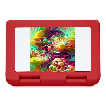 Bright retro psychedelic flowers and shapes - Lunchbox - red - Front