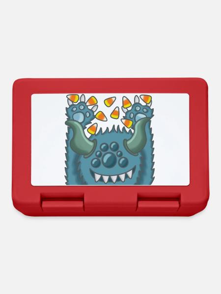 cheerful fluffy monster - Lunchbox - red