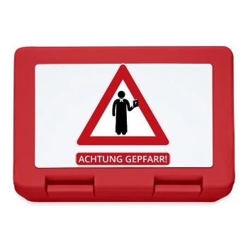 Achtung Gepfarr für Pfarrer, Priester, Pastoren - Brotdose - Rot - Vorne