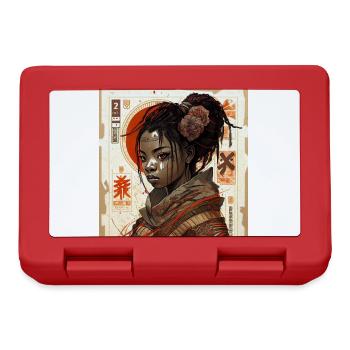 Timbre femme africaine art japonais - Boîte à goûter - rouge - Devant