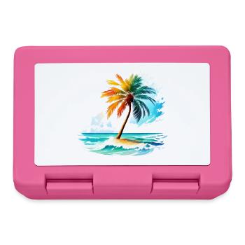 Tropical island with palm tree - Lunchbox - pink - Front