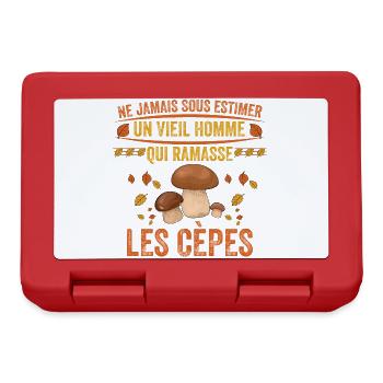 un vieil homme qui ramasse les cèpes Cadeau cèpes - Boîte à goûter - rouge - Devant
