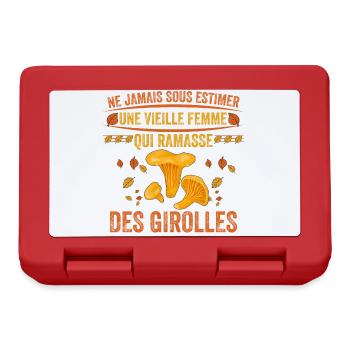 une vieille femme qui ramasse des girolles - Boîte à goûter - rouge - Devant