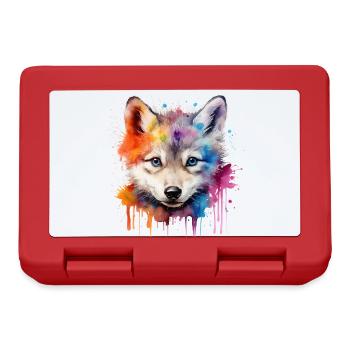 Wolf, grauer Wolf, Wolfsjunges - Brotdose - Rot - Vorne