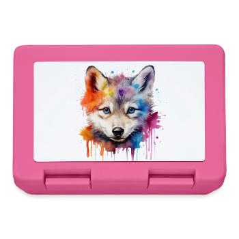 loup, loup gris, louveteau - Boîte à goûter - rose - Devant