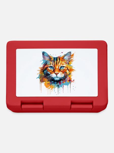 chat roux, chat poil long - Boîte à goûter - rouge