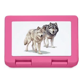 2 loups grand motif - La nature sauvage vous appelle ! - Boîte à goûter - rose - Devant