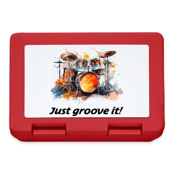 Schlagzeug "Just groove it" Schlagzeuger Drums - Brotdose - Rot - Vorne