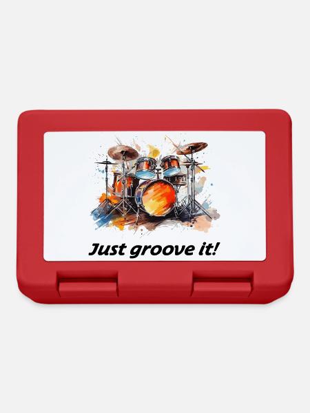 Schlagzeug "Just groove it" Schlagzeuger Drums - Brotdose - Rot