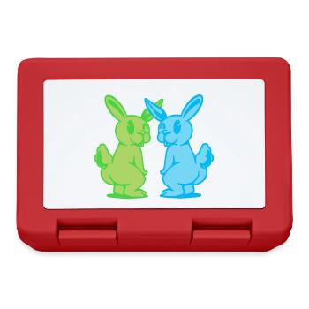 Hase Hase Retro Kaninchen Nagetier Nager 80er - Brotdose - Rot - Vorne