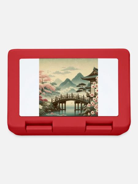 Japan Vintage Wooden Bridge - Lunchbox - red