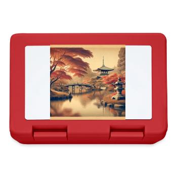 Japan Vintage Teich Abend - Brotdose - Rot - Vorne